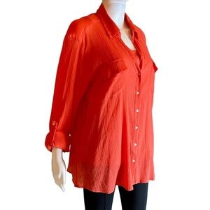 💕😊☀️Tommy Bahama Button tangerine Blouse Large and charter club Cami P Small